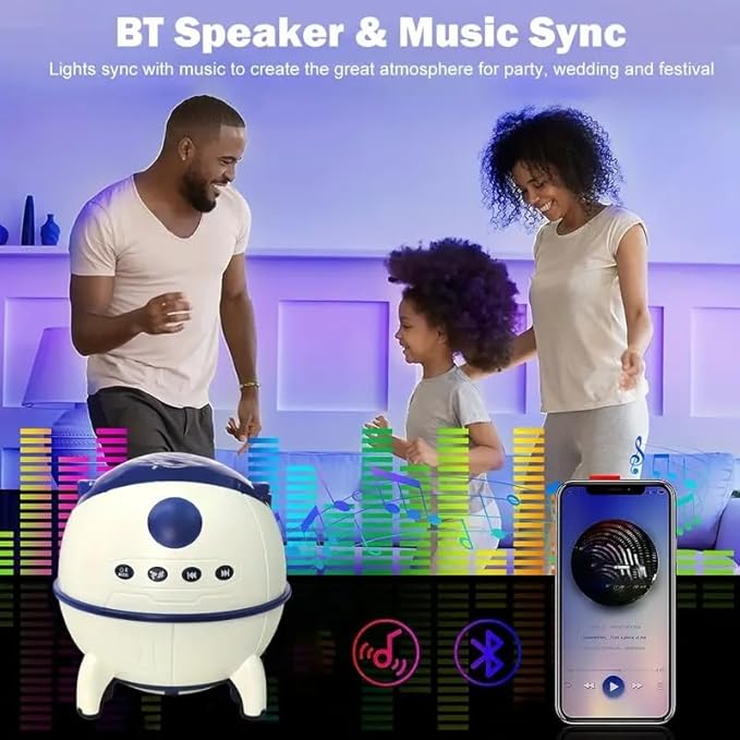 Lámpara Proyector Galaxia De Luz Led Con Bocina Bluetooth