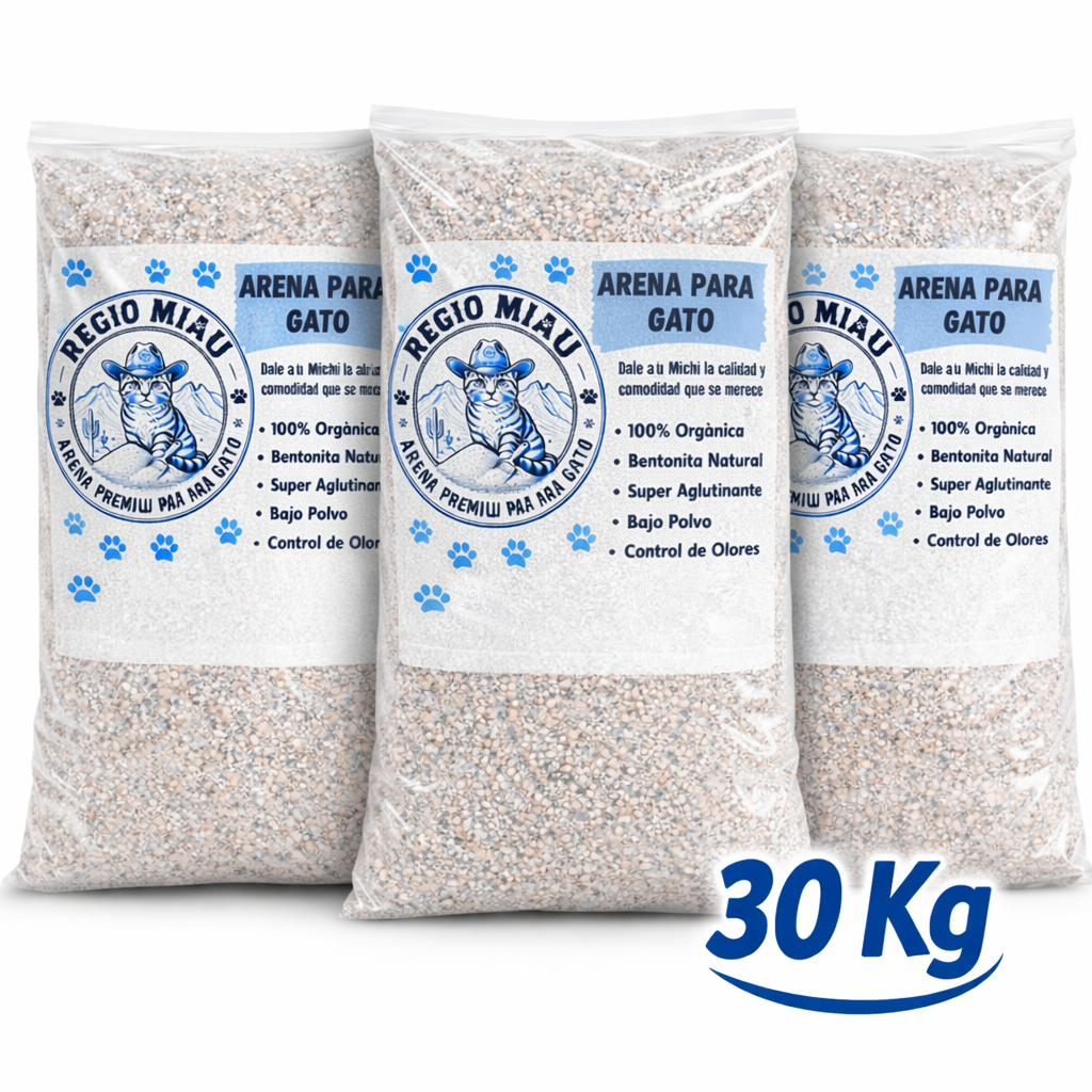 Arena para Gato Regio Miau |Bentonita Natural Super Aglutinante y Bajo en Polvo