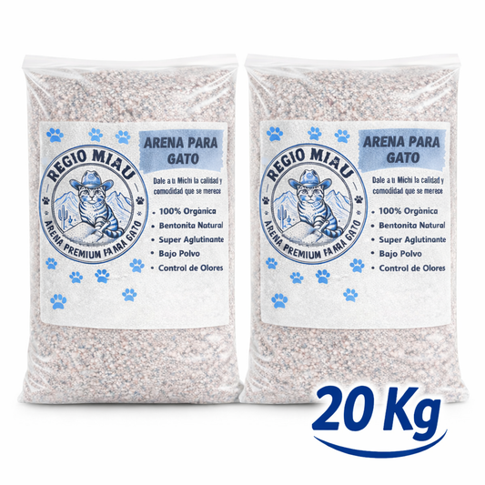 Arena para Gato Regio Miau |Bentonita Natural Super Aglutinante y Bajo en Polvo