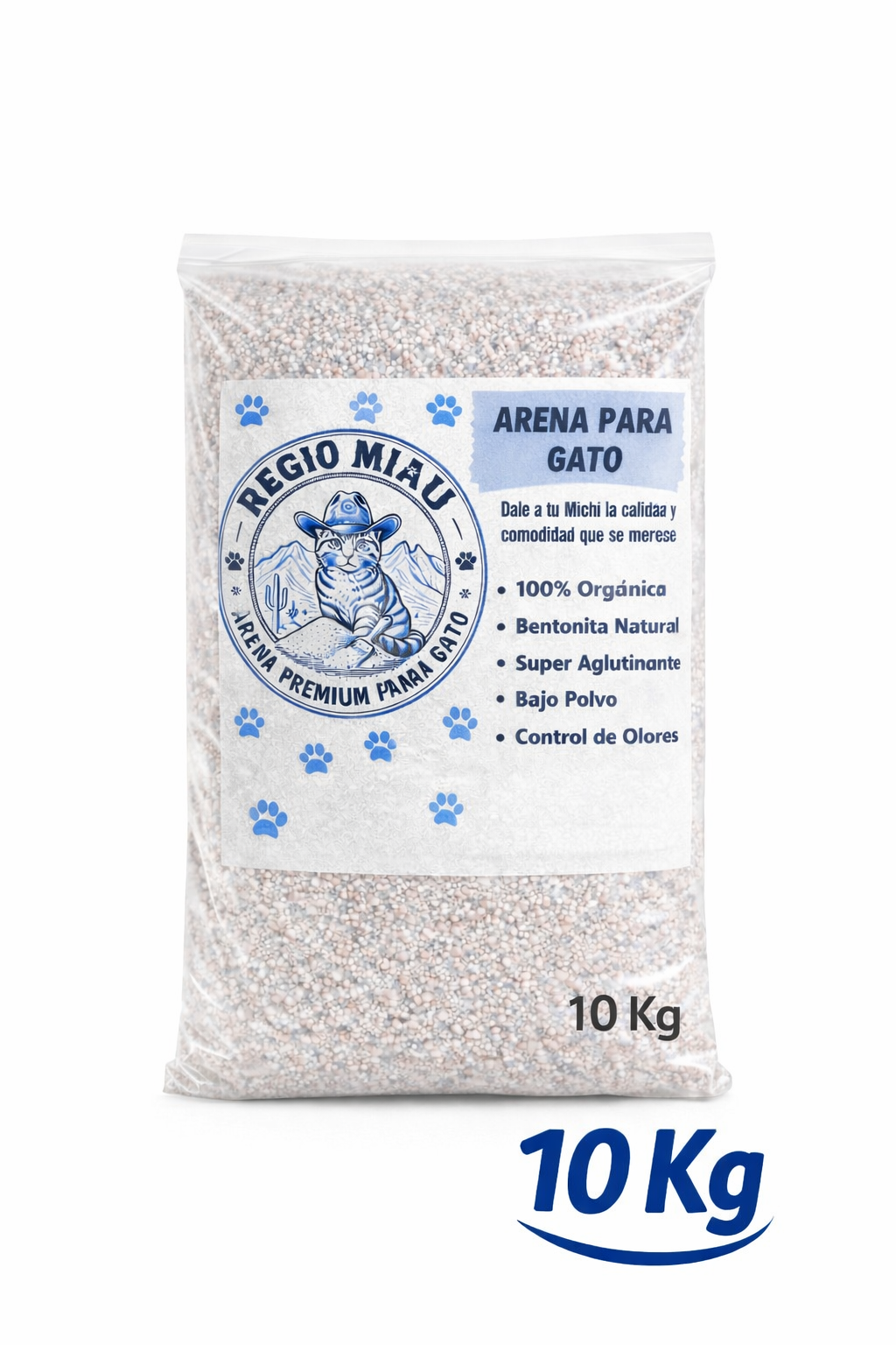 Arena para Gato Regio Miau |Bentonita Natural Super Aglutinante y Bajo en Polvo