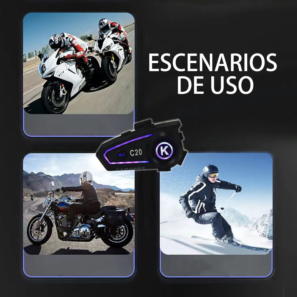 Auricular para Casco de Motocicleta con Bluetooth 5.3
