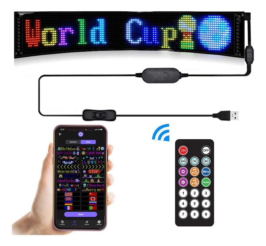 Letrero Programable Auto Led Pixel Panel Bluetooth App 12x59.5