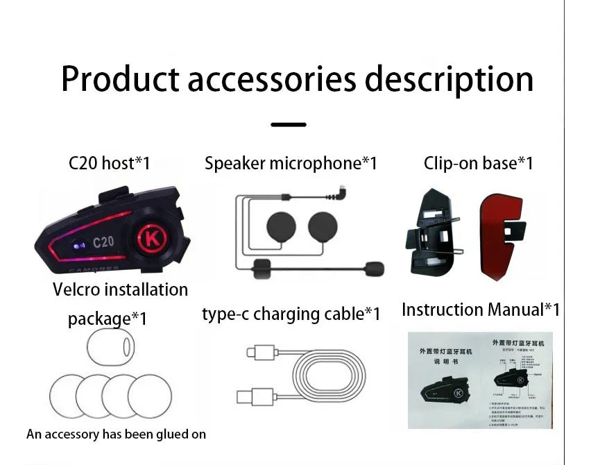 Auricular para Casco de Motocicleta con Bluetooth 5.3