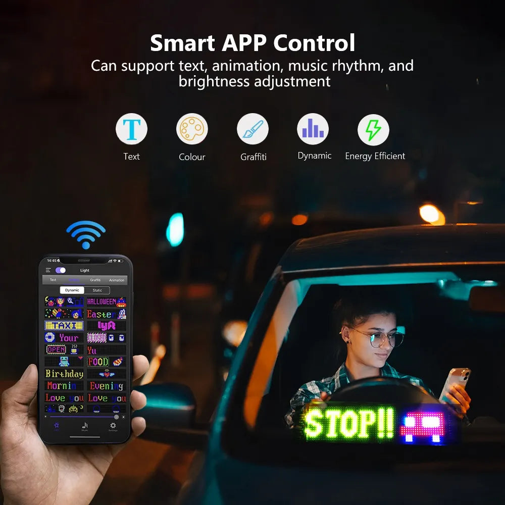 Letrero Programable Auto Led Pixel Panel Bluetooth App 12x59.5