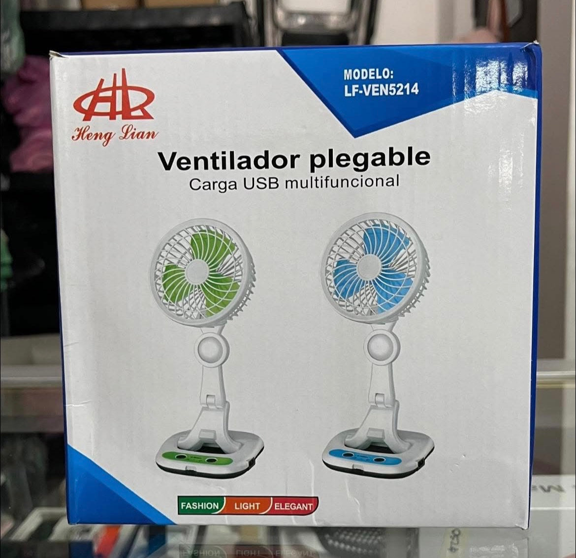 Mini ventilador recargable plegable con iluminacion