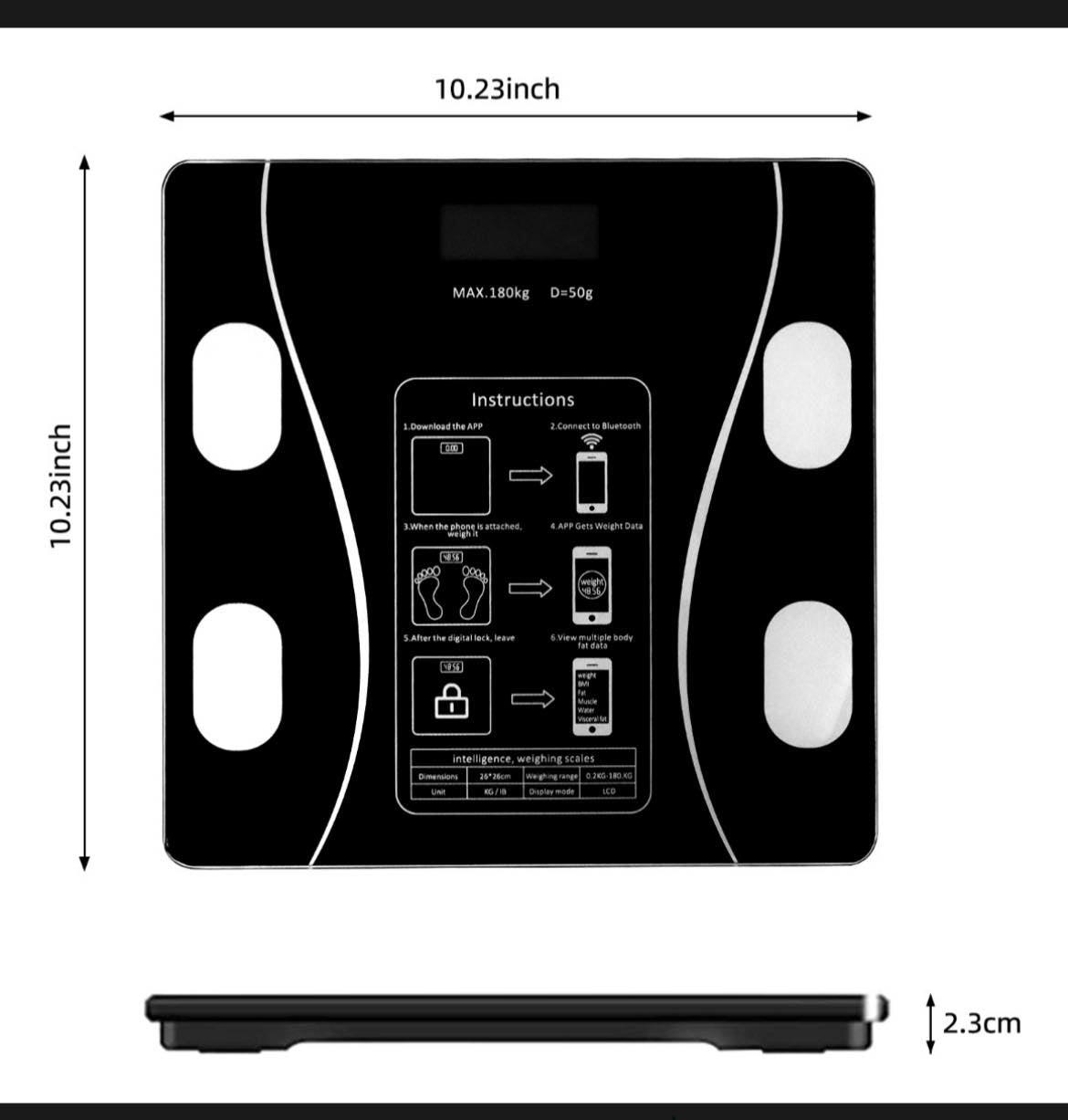Bascula Digital Corporal hasta 180 kg Conectividad con App