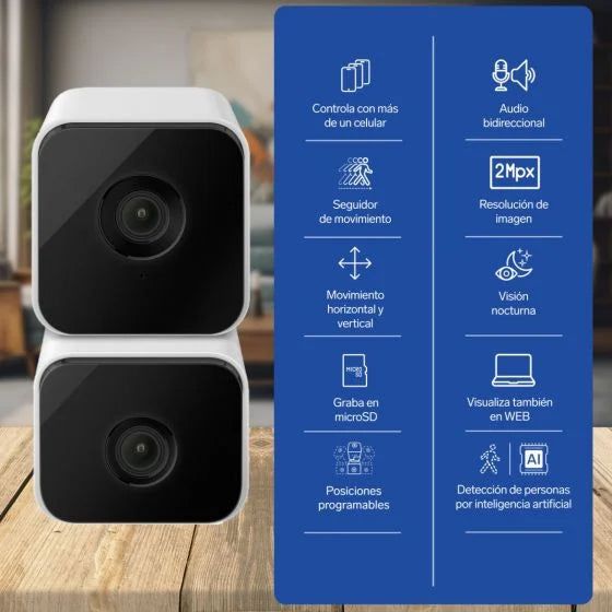 Cámara de seguridad Wi-Fi de doble lente robotizada y memoria SD 64G