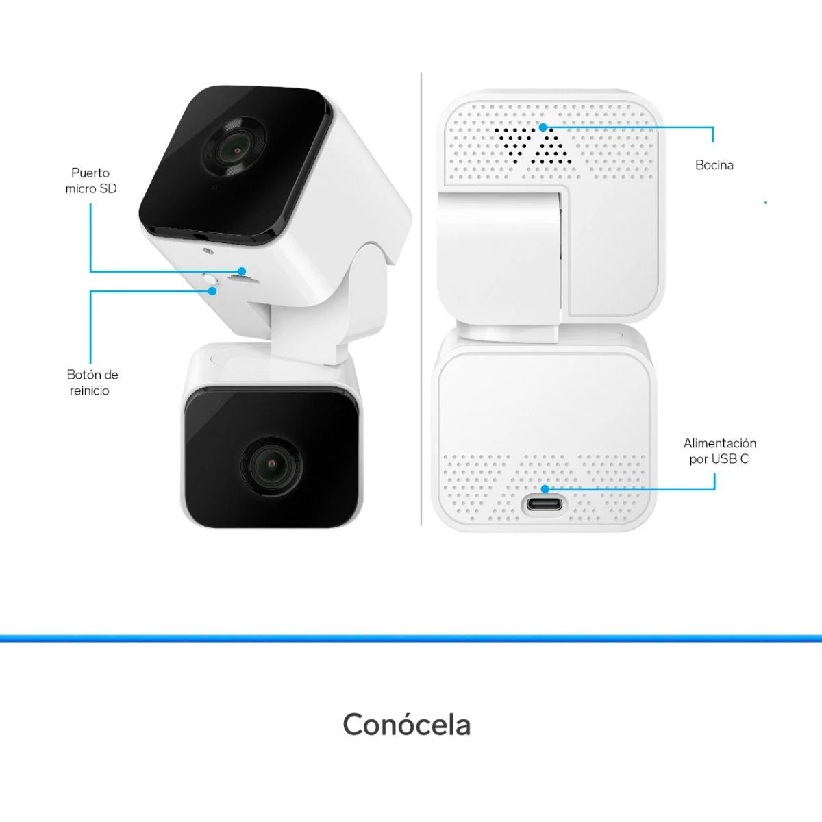 Cámara de seguridad Wi-Fi de doble lente robotizada y memoria SD 64G