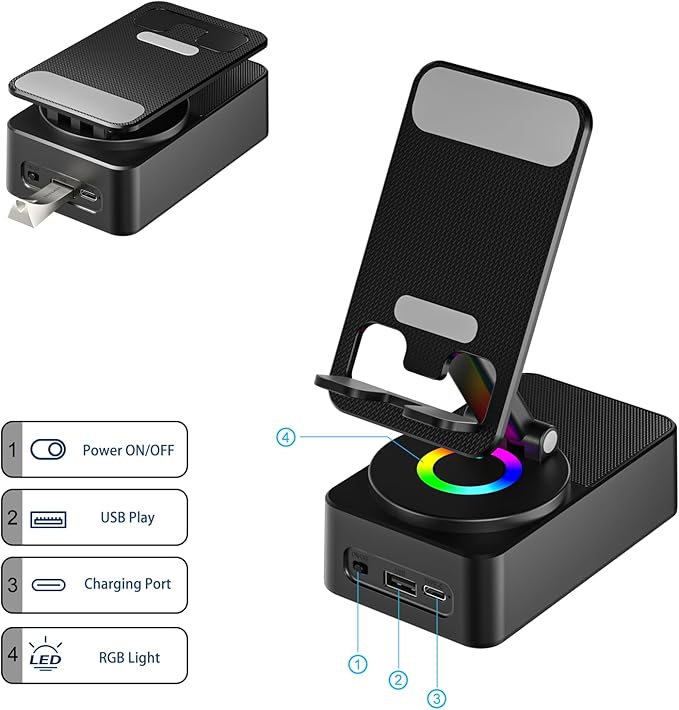 Soporte para Celular con Bocina Bluetooth Inalámbrico