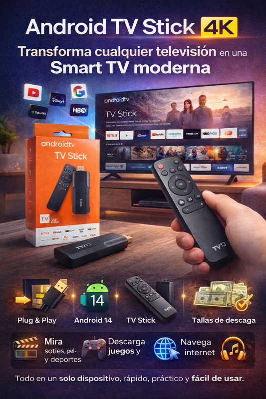 Android TV Stick Android 4K Dispositivo streamer