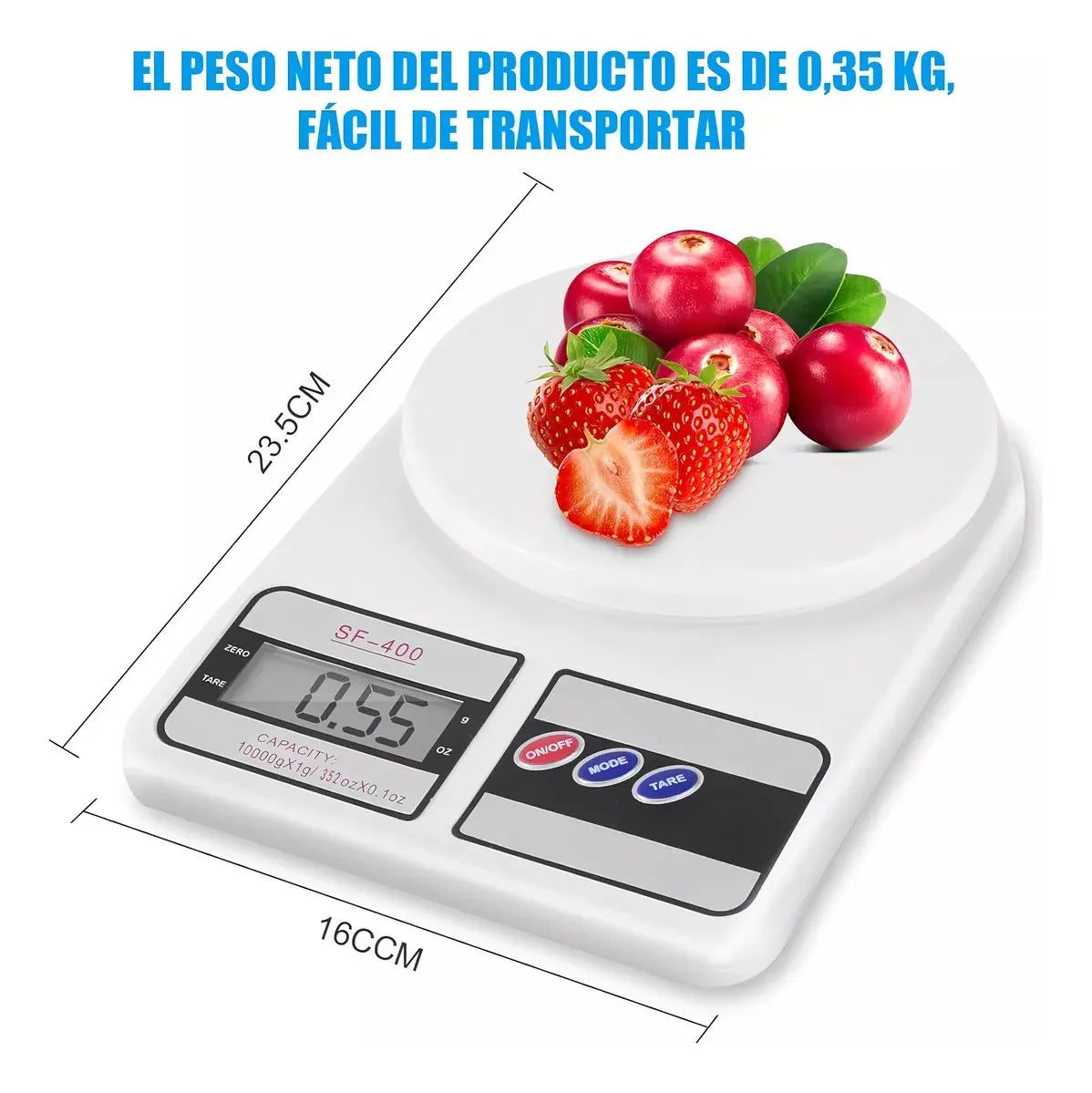 Báscula de Cocina Digital Gramera Alta Precisión Color Blanco