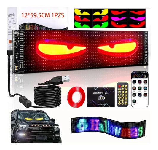 Letrero Programable Auto Led Pixel Panel Bluetooth App 12x59.5