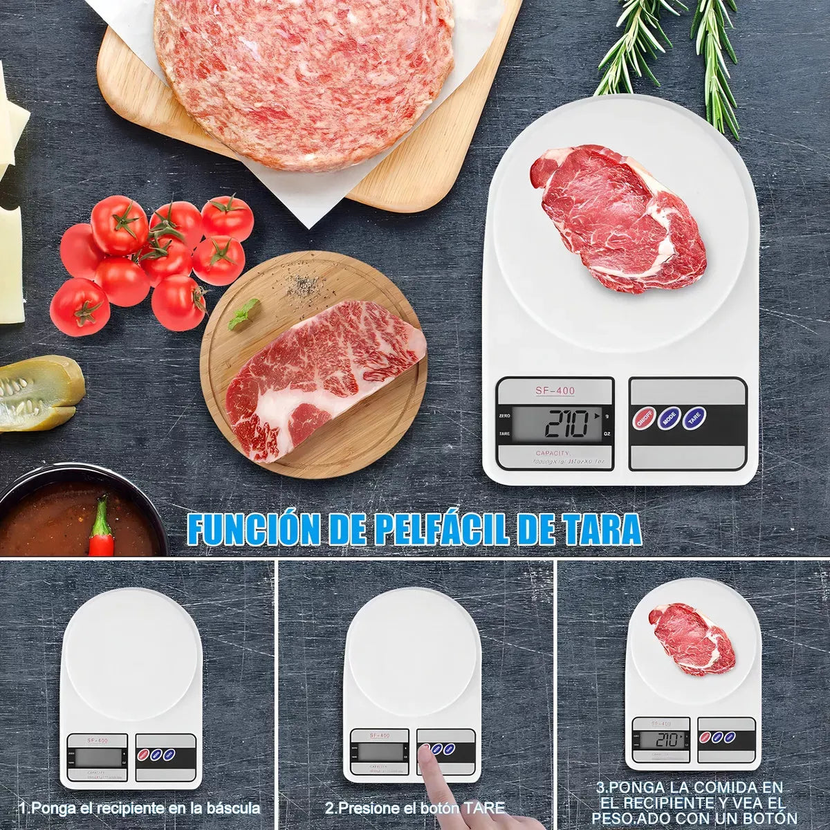 Báscula de Cocina Digital Gramera Alta Precisión Color Blanco
