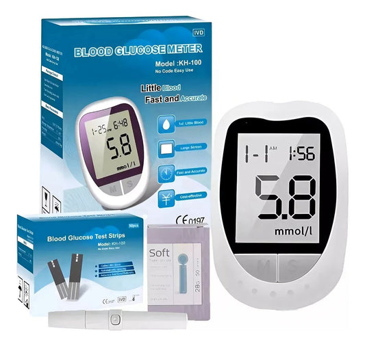 Glucómetro Digital Medidor De Glucosa 50 Tiras Y 50 Lancetas 🩸