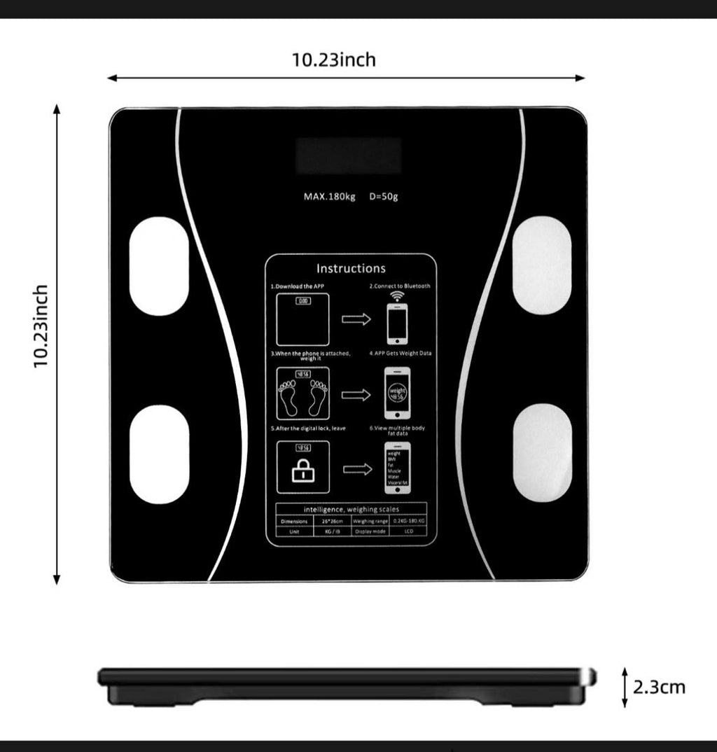 Bascula Digital Corporal hasta 180 kg Conectividad con App