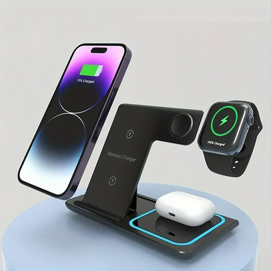 Cargador Inalámbrico 3 En 1 Plegable